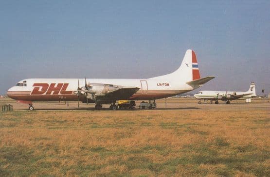 Electra LN-FON with DC6 G-SIXC Plane at Coventry Airport Ltd Edn 1000 Postcard
