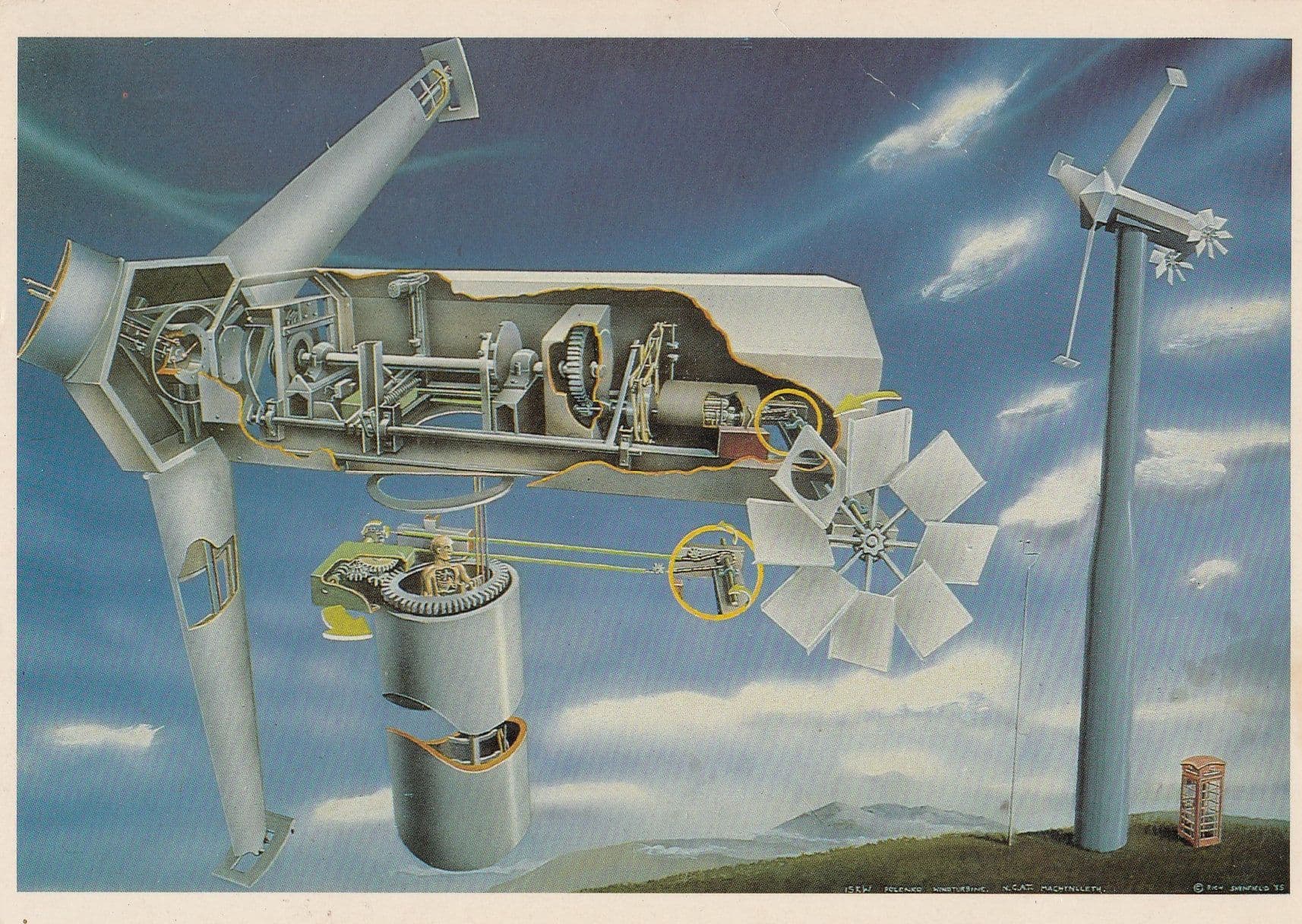 Electricity Maker From Wind Welsh Wales Machine Postcard