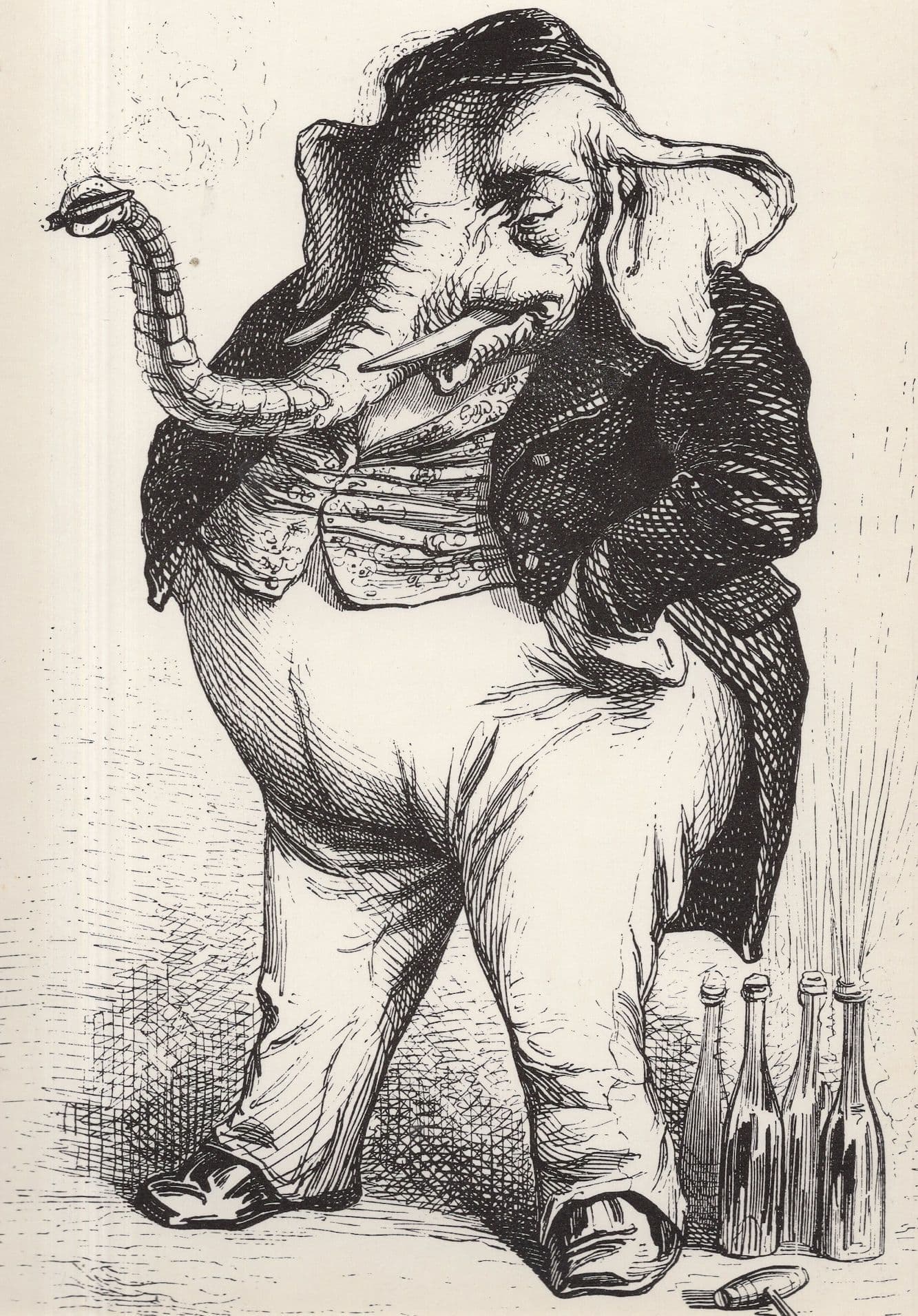 Elephant Conspirator JJ Grandville Victorian French Illustrator Art Postcard