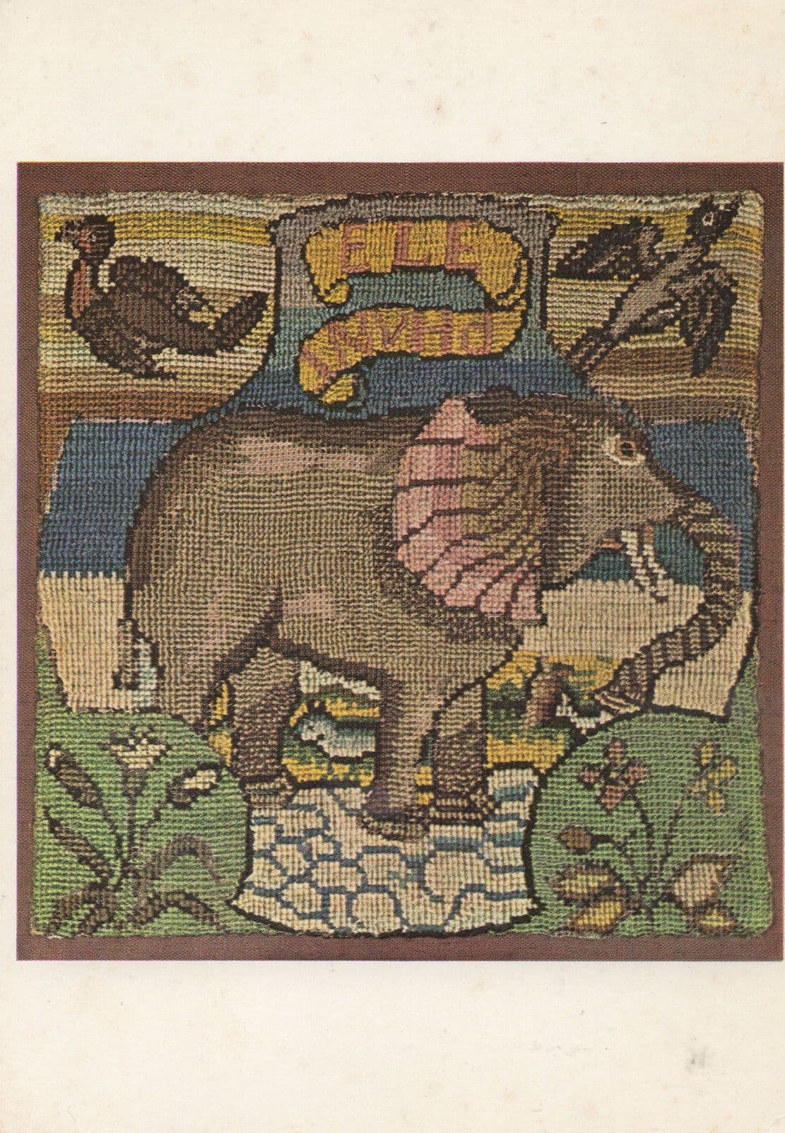 Elephantus Old Embroidery Elephant Oxburgh 1500s Hangings Postcard