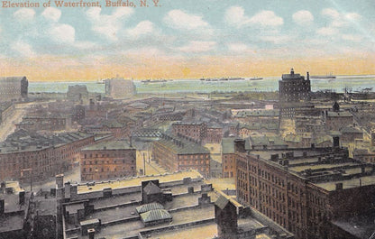 Elevation Of Waterfront Buffalo Harbour 2x NY Aerial Postcard