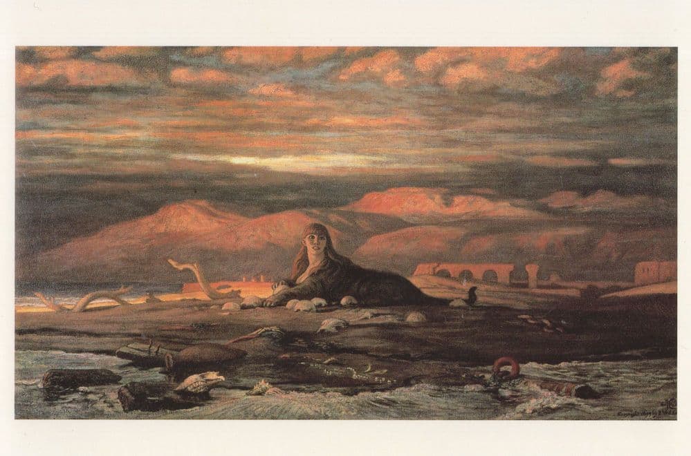 Elihu Vedder The Sphinx Of The Seashore Painting Postcard