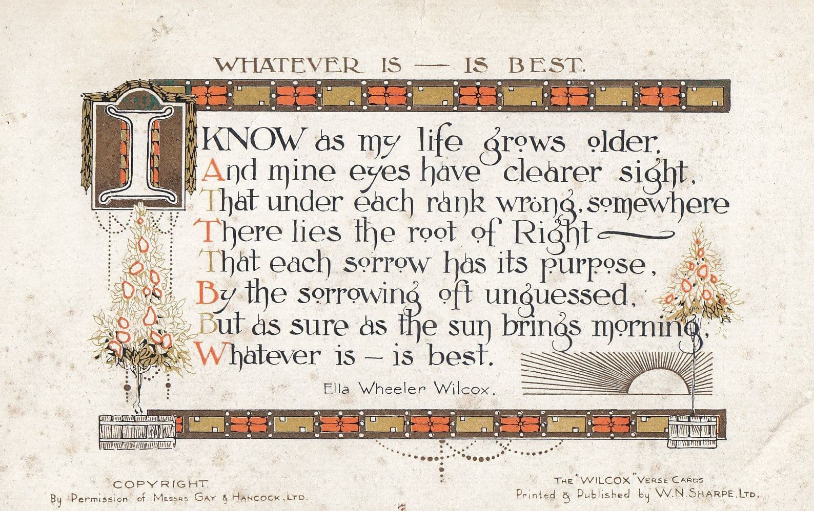 Ella Wheeler Wilcox Wisconsin Poet Christmas Tree Poem Old Postcard