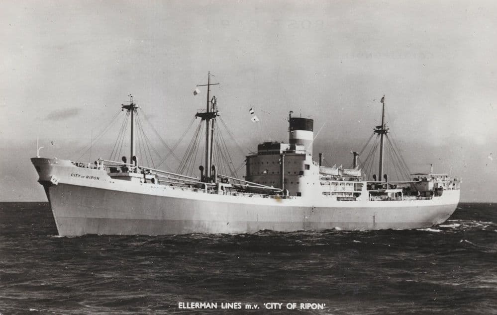 Ellerman Lines City Of Ripon Ship Postcard
