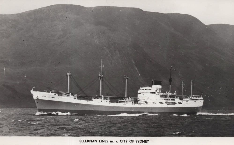 Ellerman Lines MV City Of Sydney Australian Ship Postcard