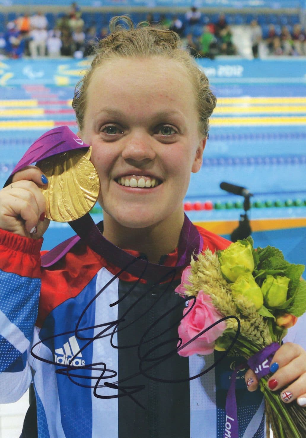 Ellie Simmonds Paralympic Swimmer Giant 12x8 Hand Signed Photo