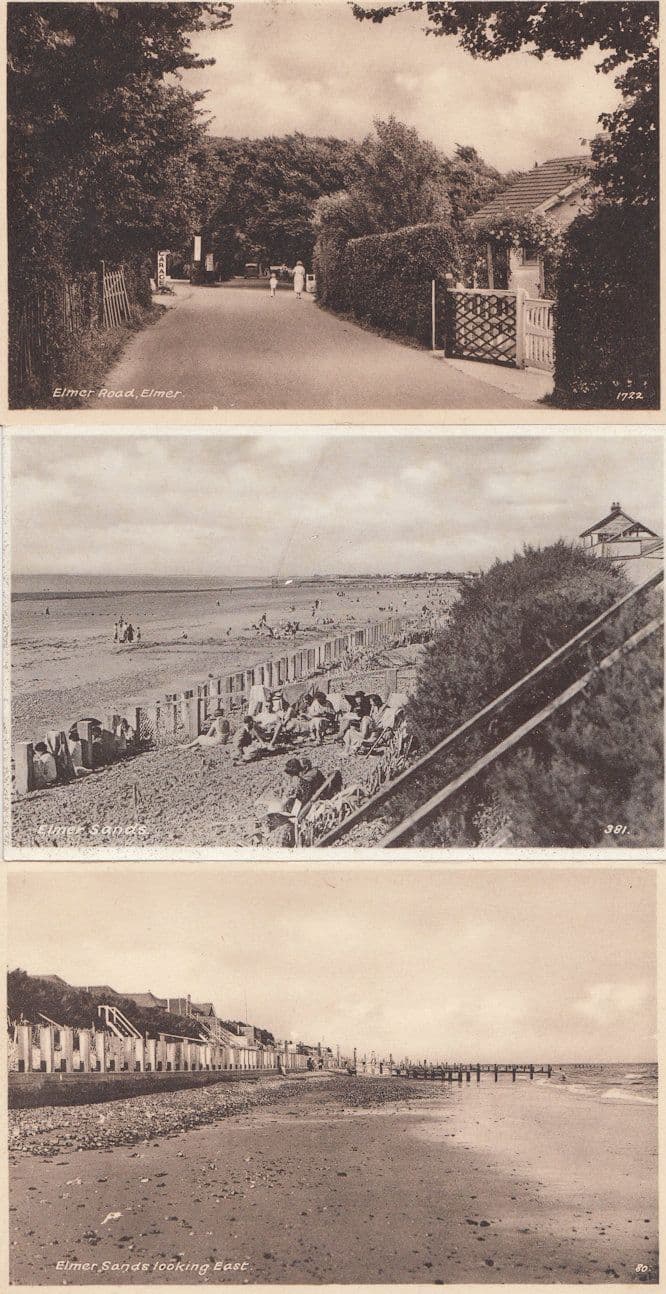 Elmer Road & Sands Sussex 3x Old Postcard s