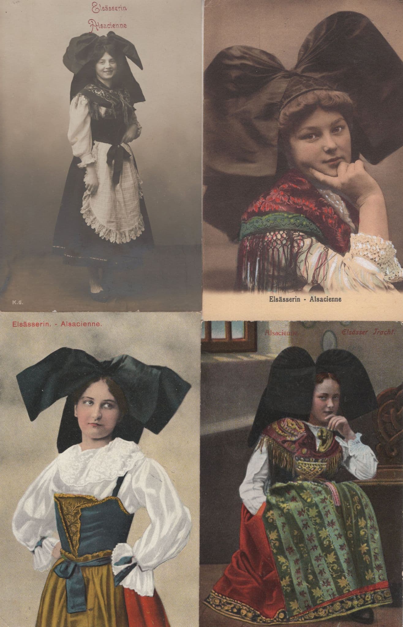Elsasserin Alscaienne German 4x Old Fashion Costume Postcard s