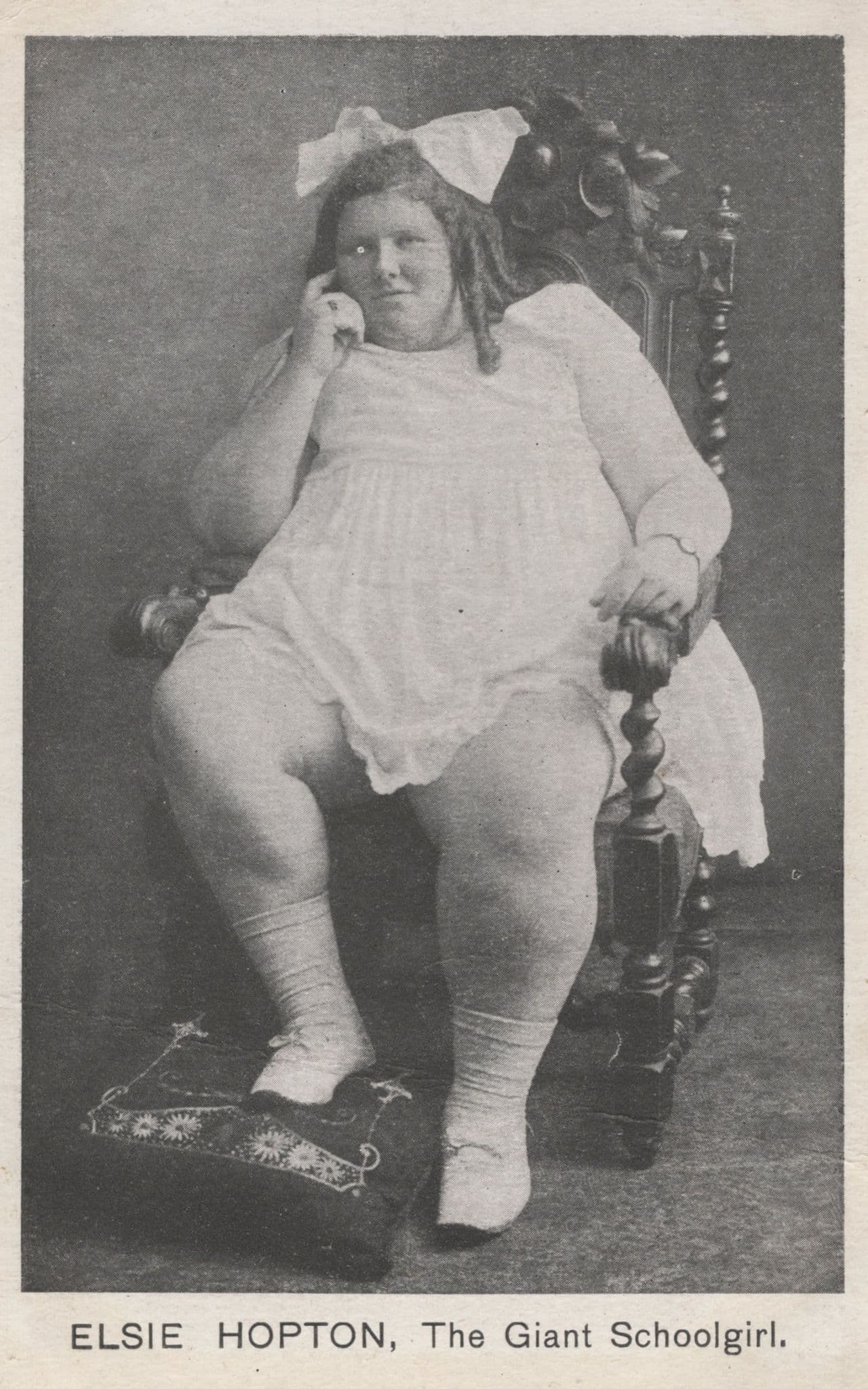 Elsie Hopton The Giant Schoolgirl Theatre Act Antique Postcard