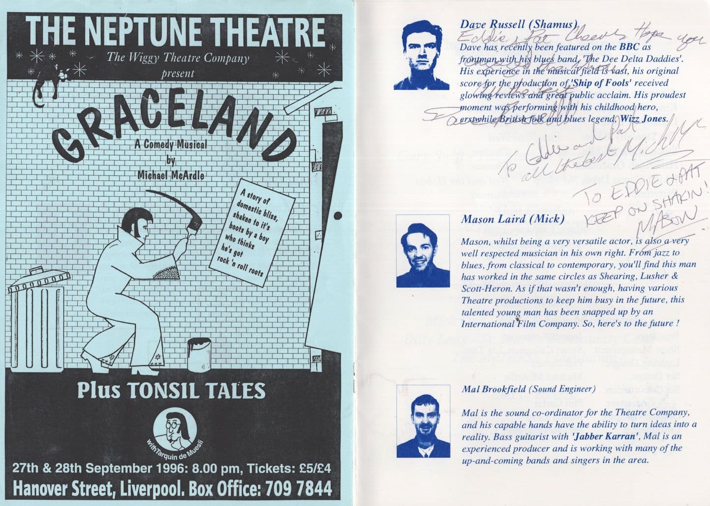 Elvis Presley A Comedy Musical Graceland Hand Signed Theatre Programme
