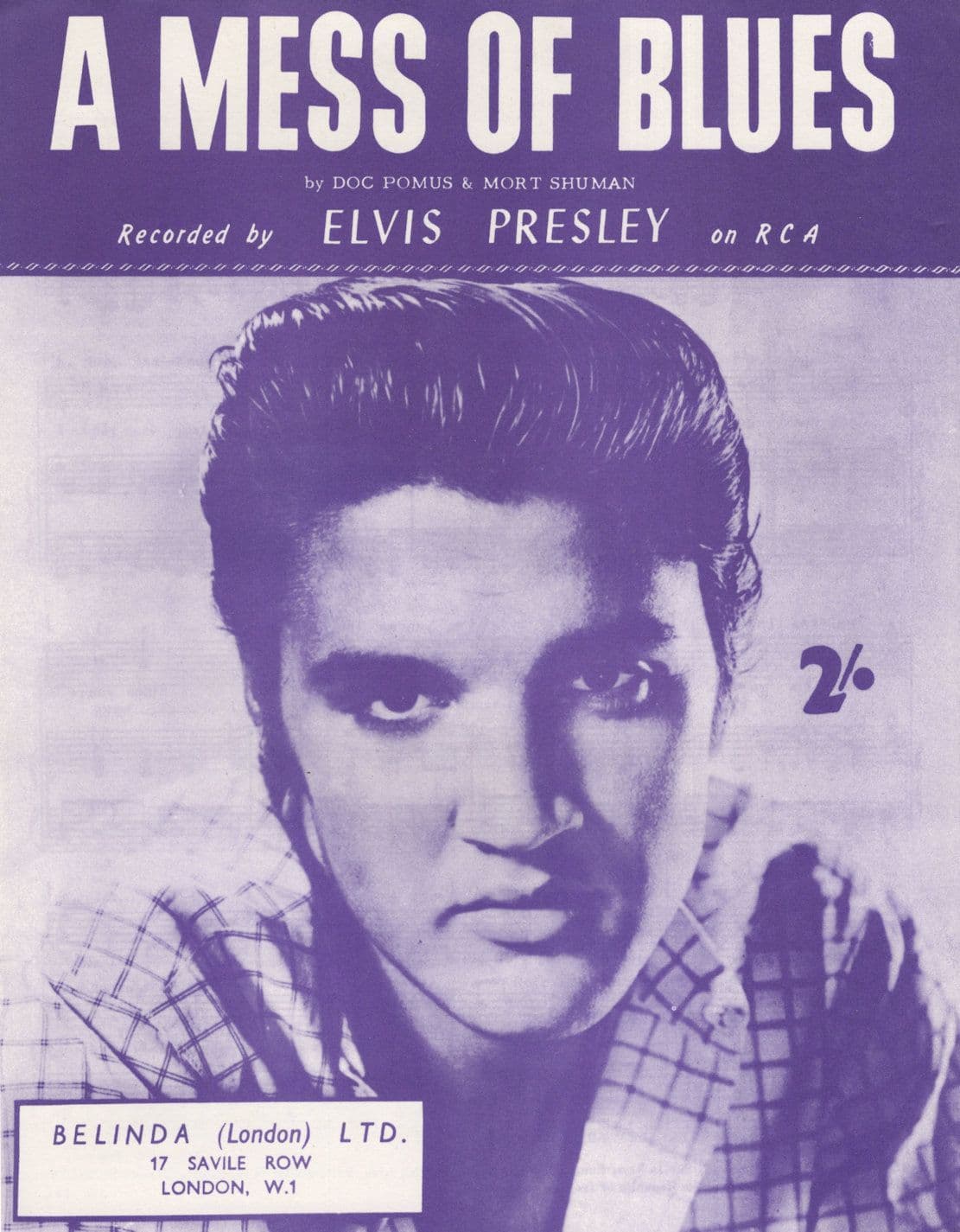 Elvis Presley A Mess Of Blues Rare UK 1960 NM Sheet Music