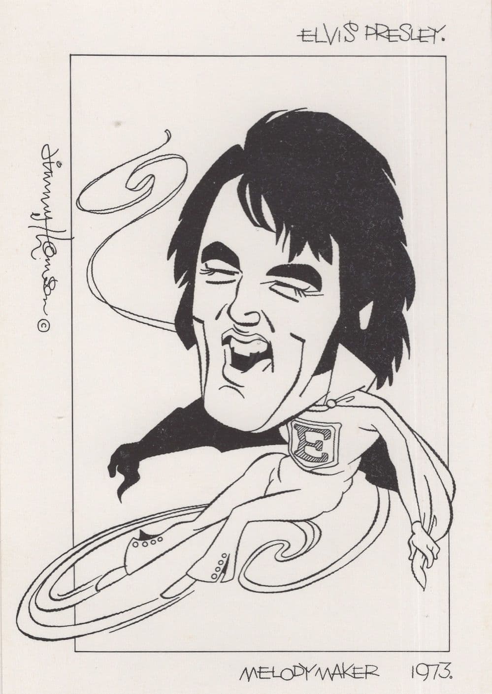 Elvis Presley Painting PB in Melody Maker 1973 Rare Postcard
