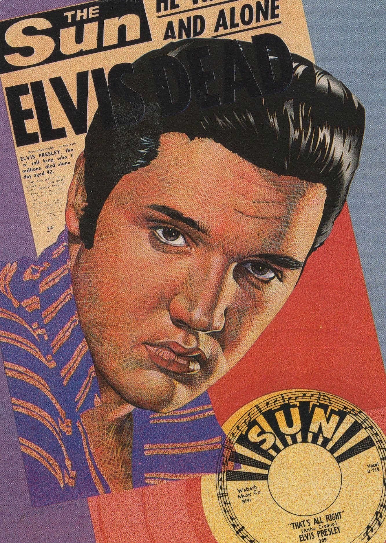 Elvis Presley Sun Newspaper She's All Right Sun 7" Record Postcard