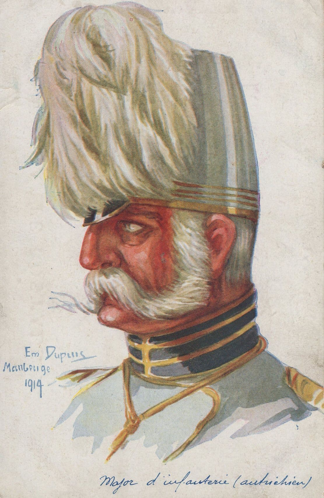 Em Dupuis Caricature of a French WW1 Officer Military Old Postcard