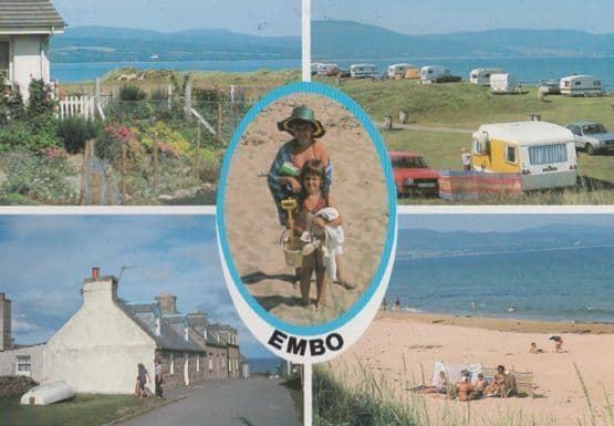 Embo Caravan Boat Sunblind Scottish Highlands Postcard