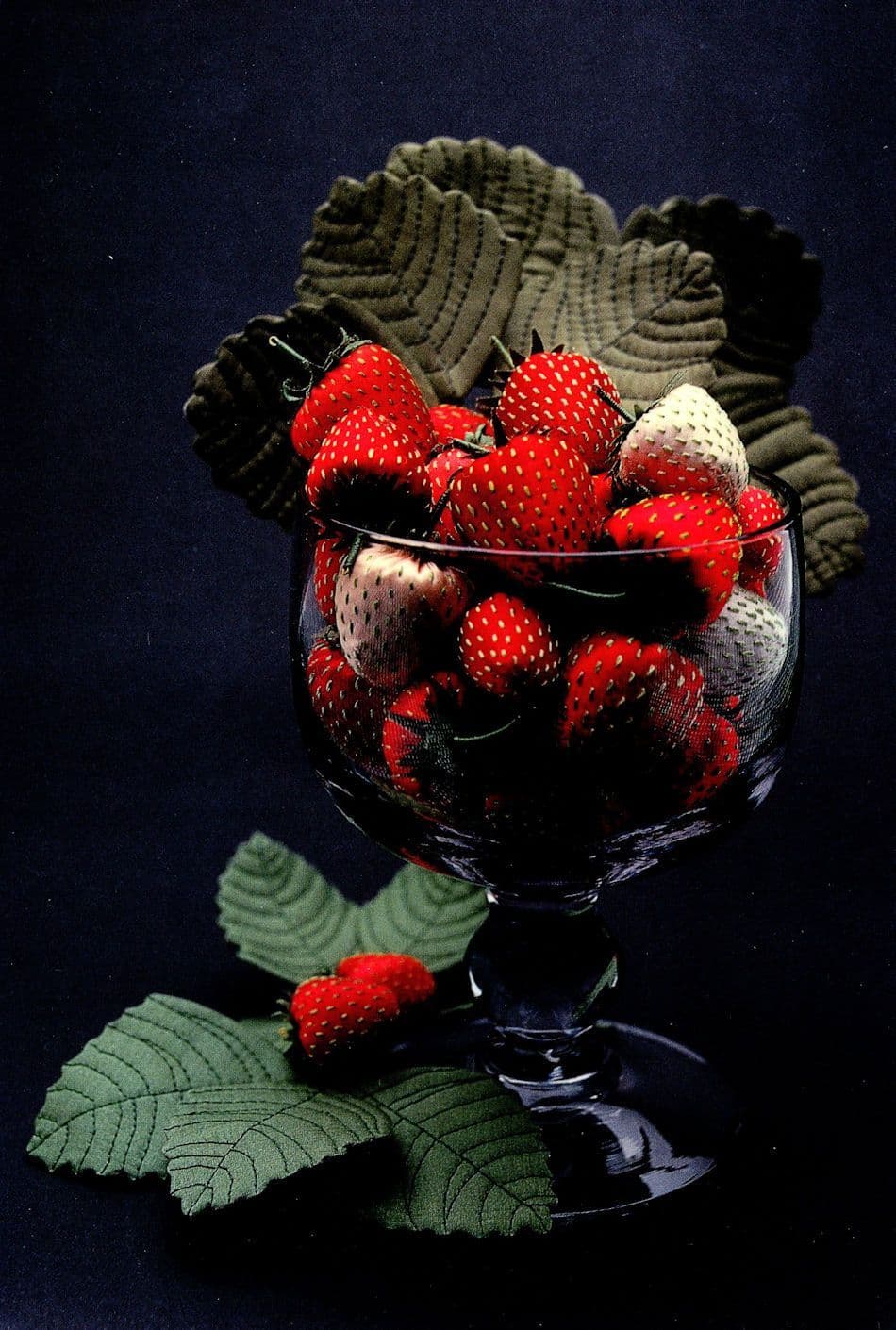 Embroidered Strawberries & Leaves In Glass Goblet Heide Jenkins Postcard