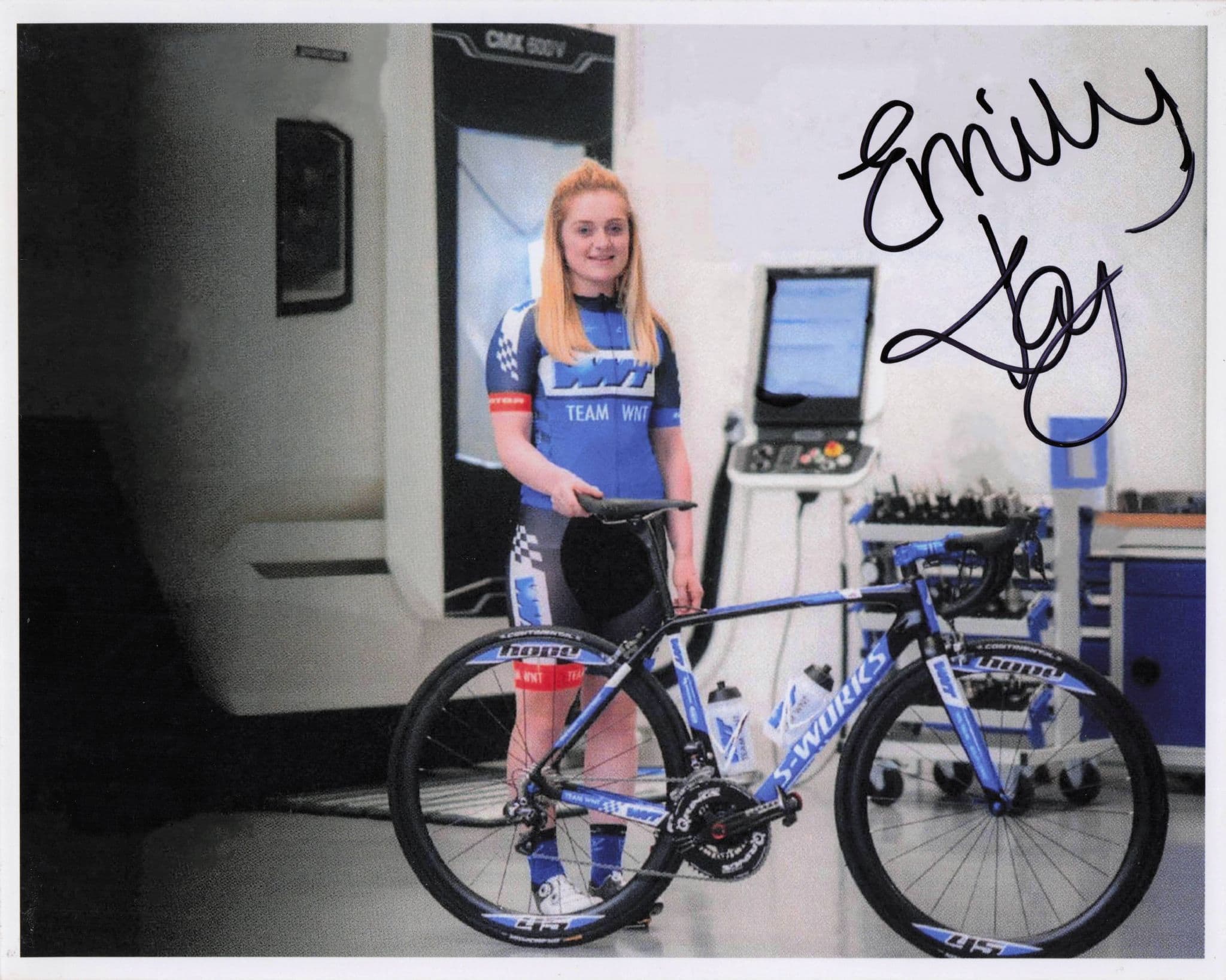 Emily Kay English British Cyclist with Bike 10x8 Hand Signed Photo