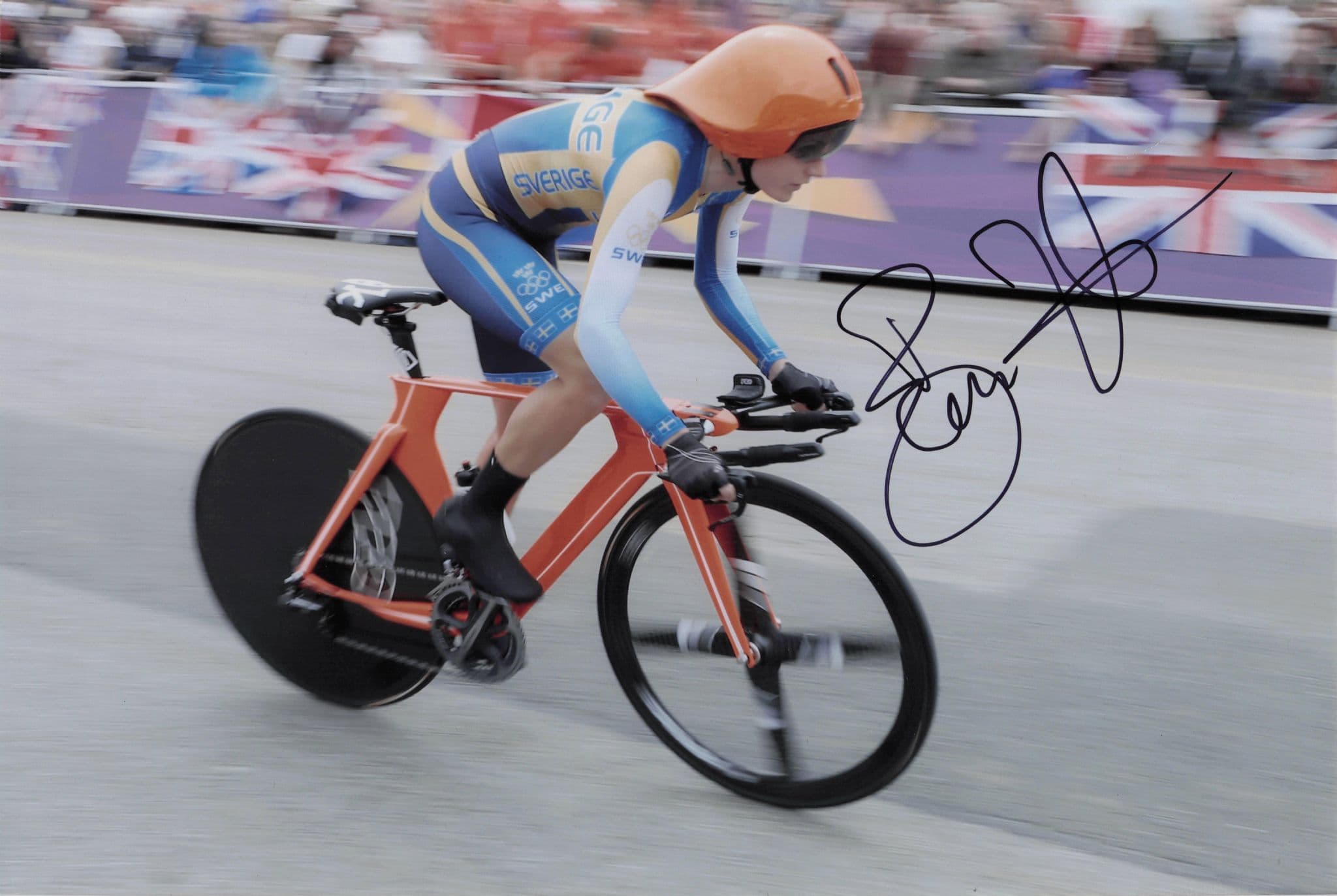Emma Johansson Swedish Cyclist 2012 Olympics Heats 12x8 Hand Signed Photo
