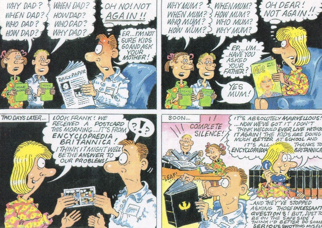 Encyclopedia Brittanica Thesaurus etc Advertising Comic Postcard