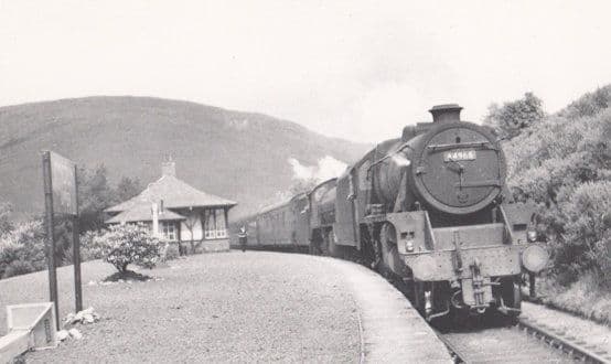 Engine 44968 61342 Glasgow Train at Tyndrum Upper Station Railway Postcard