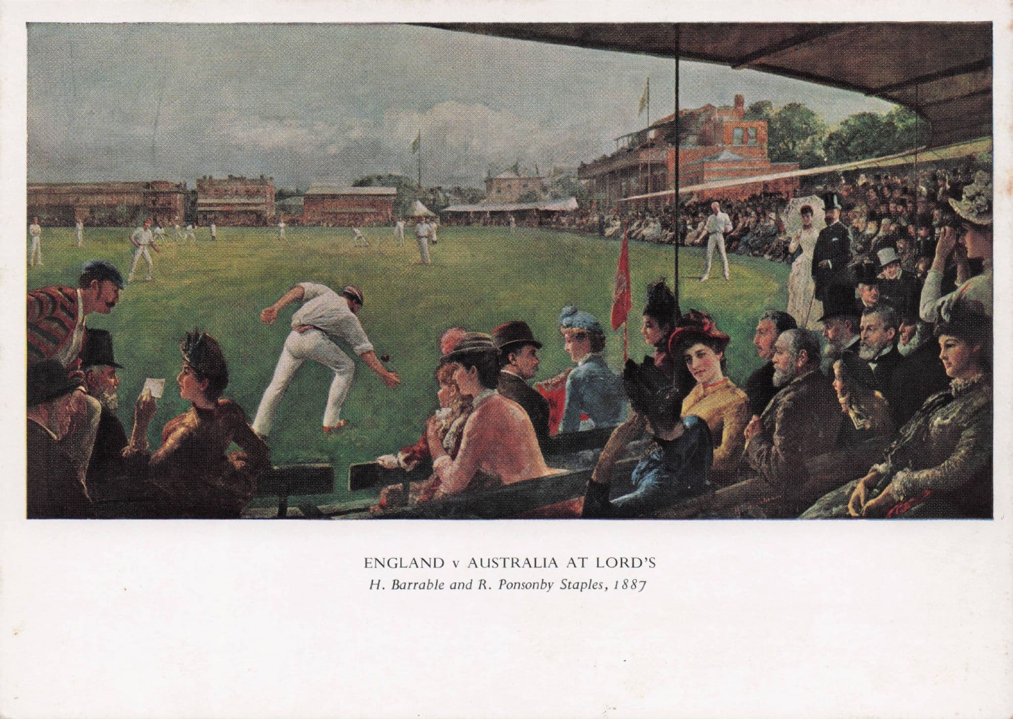England Team Vs Australia at Lords 1887 Victorian Painting Postcard