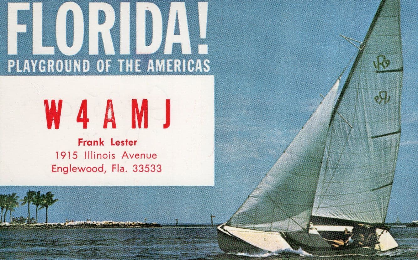 Englewood Florida Sailing Yacht Amateur Radio QSL Postcard Card