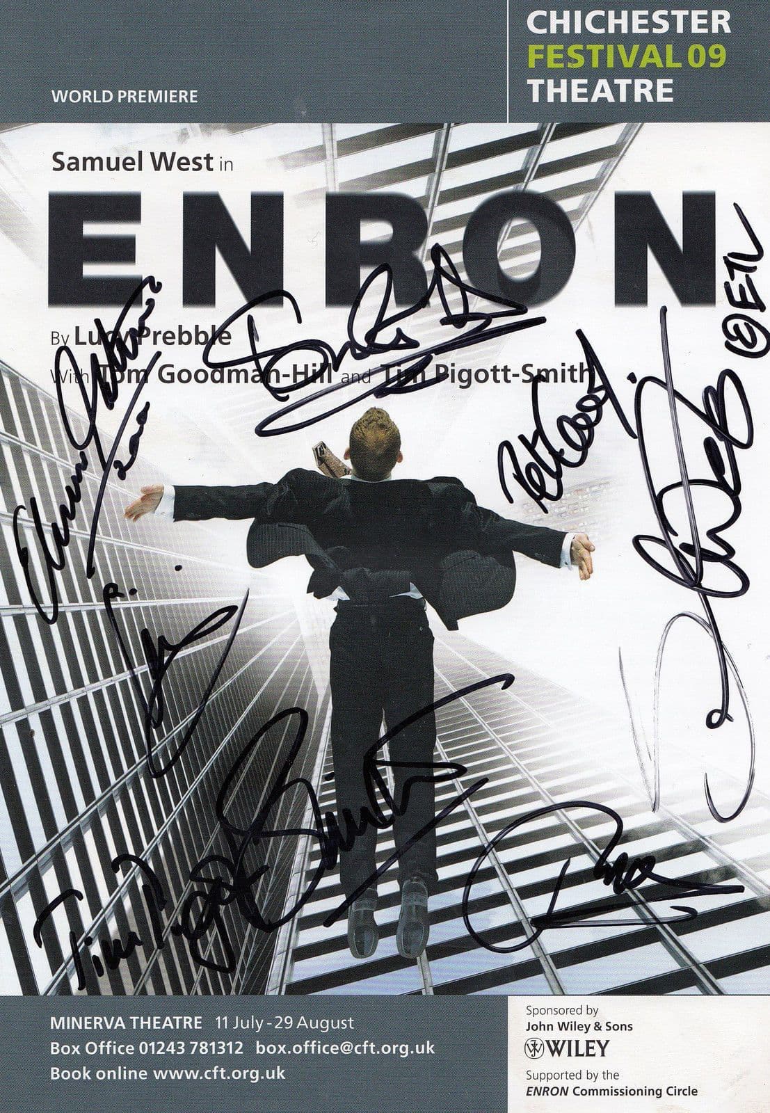 Enron Samuel West Trevor White Tim Piggott Smith Paul Caulfield 6x Signed Flyer