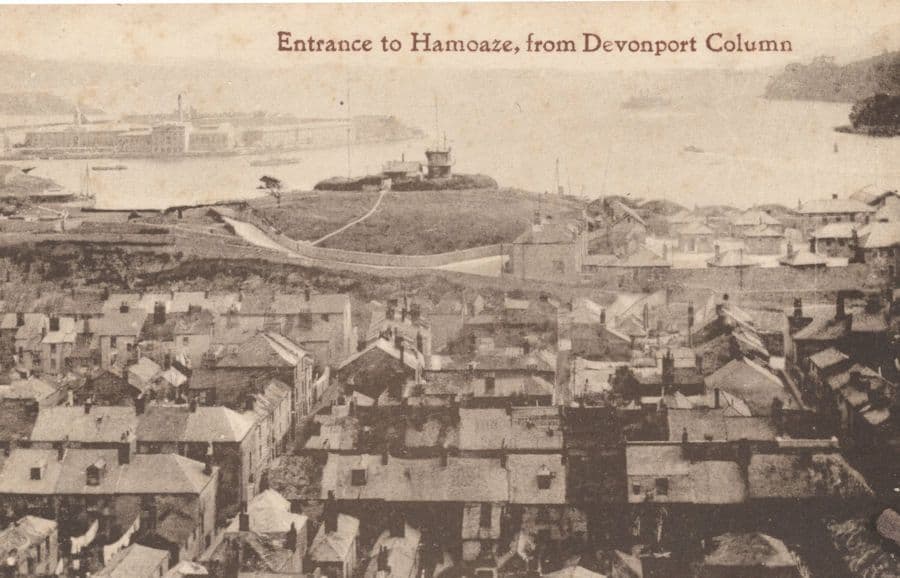 Entrance To Hamoaze From Devonport Column Devon Old Postcard