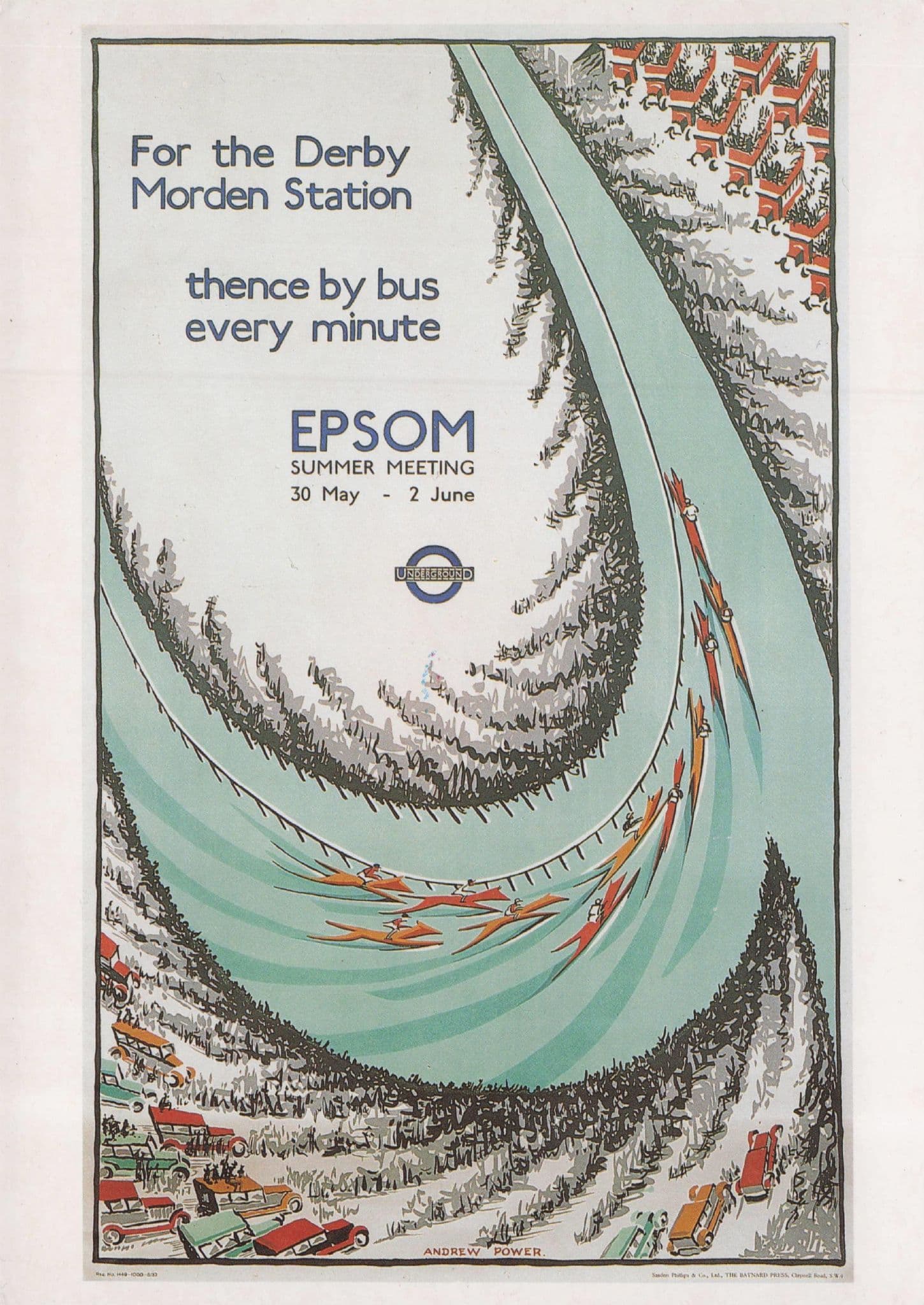 Epson Horse Racing 1933 London Transport Poster Postcard