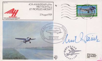 Eric Warsitz WW2 First Flight Of Jet Aircraft Test Pilot Hand Signed FDC