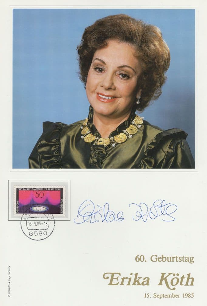 Erika Koth German Opera Soprano Hand Signed Official Photo
