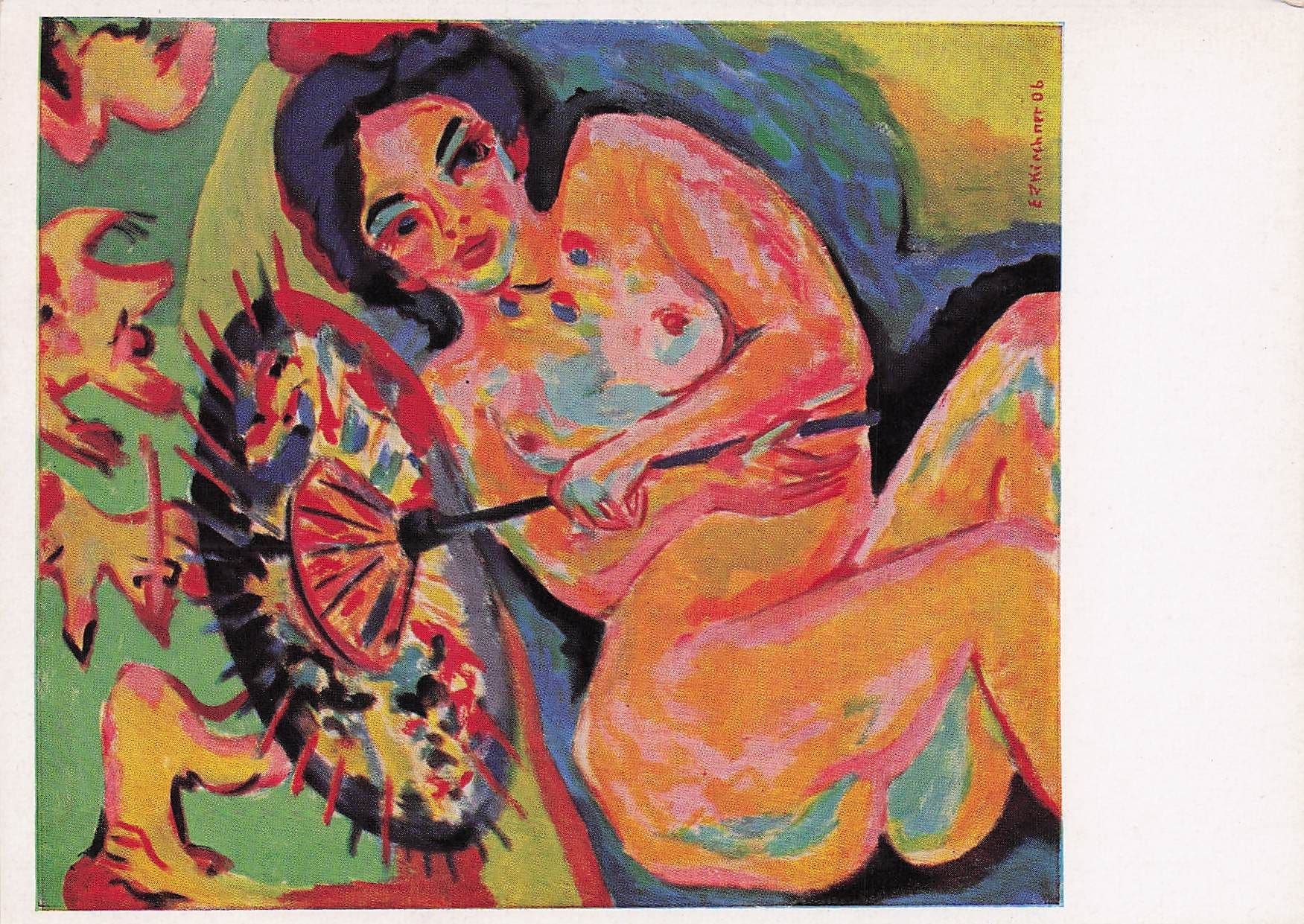 Ernst Kirchner Japanschirm German Risque Painting Postcard