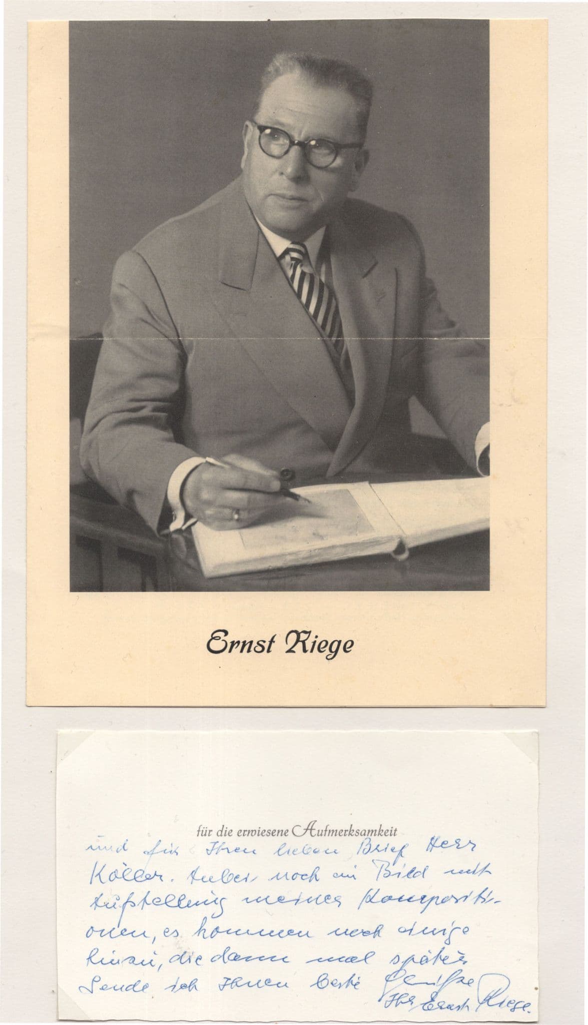 Ernst Riege Old Film Music Composer Large Signed Photo