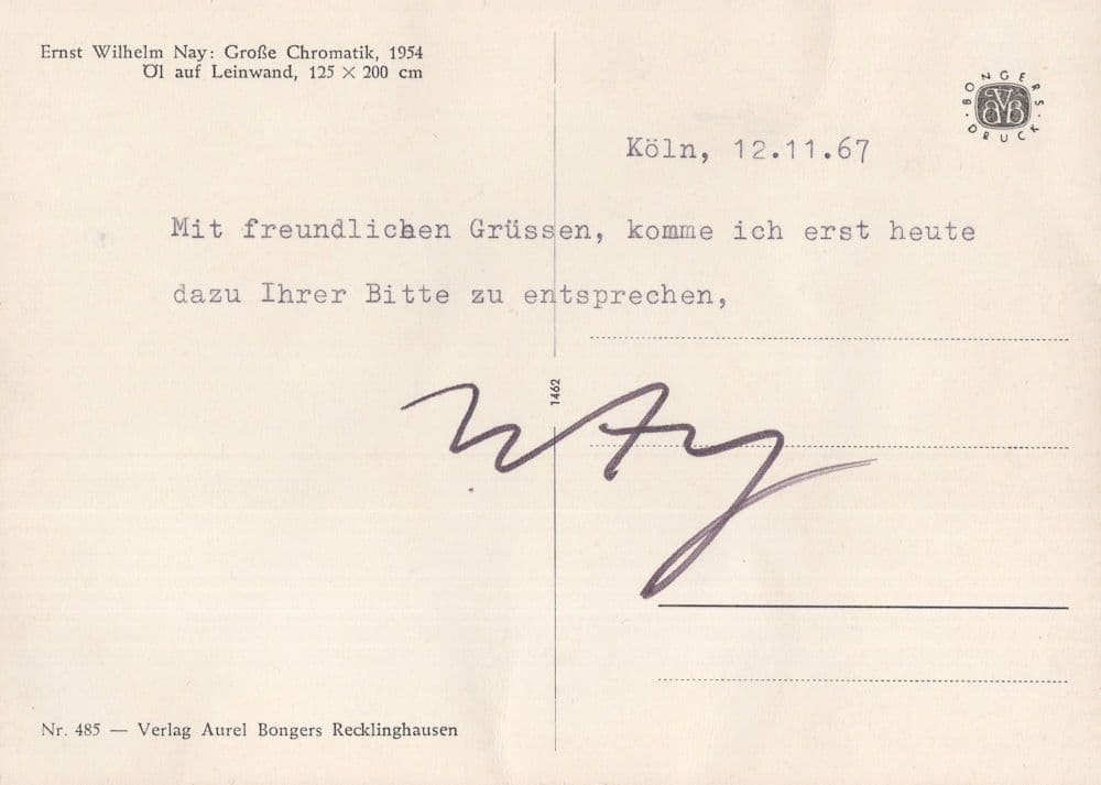 Ernst Wilhelm Nay German Artist Hand Signed Painting Postcard