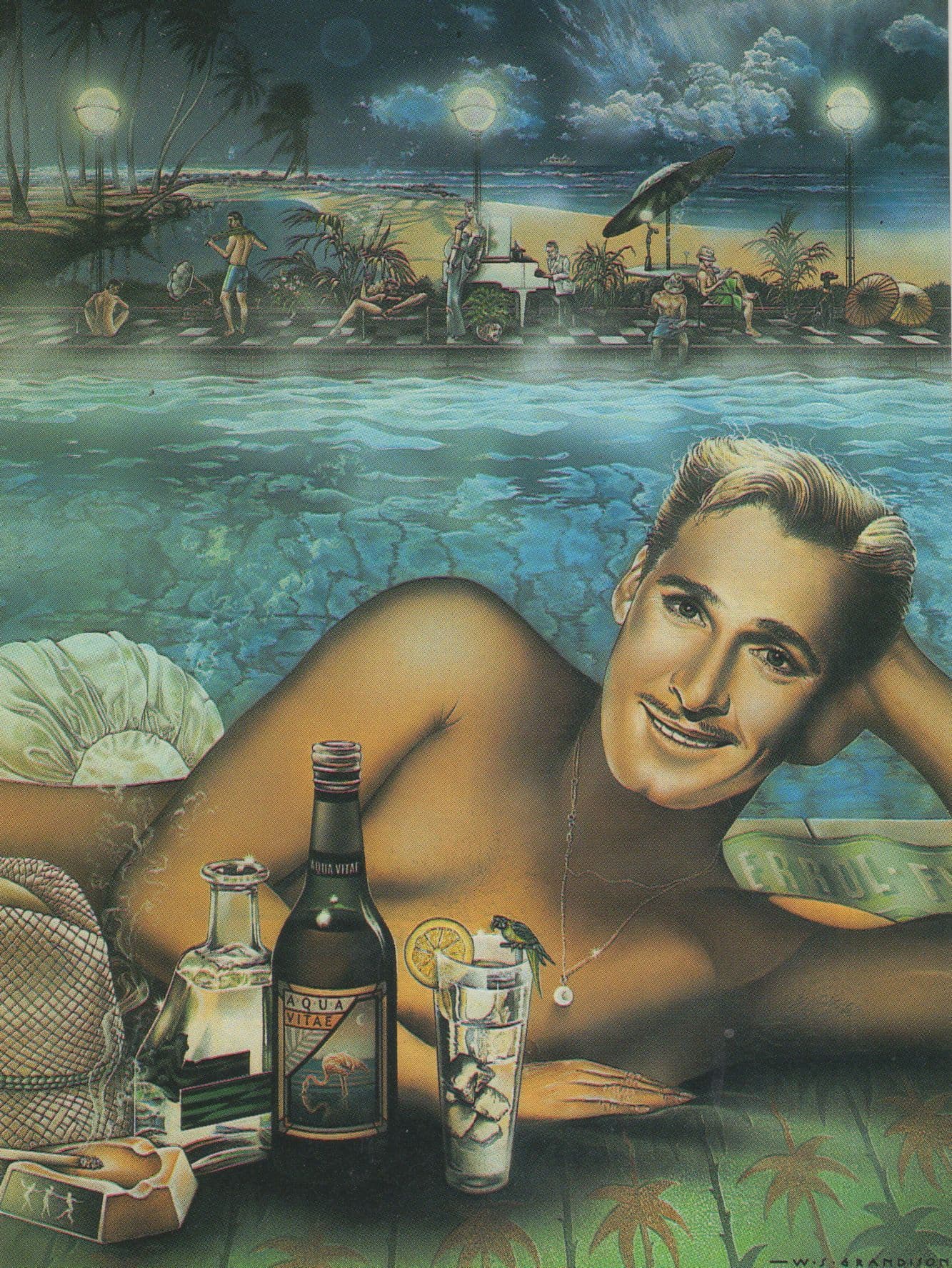Errol Flynn Hollywood Actor Rare Caricature Painting Postcard