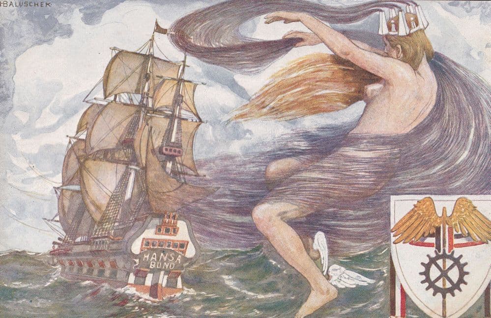 Erster Deutscher Hansatag Hansabund 1911 Berlin Ship Postcard
