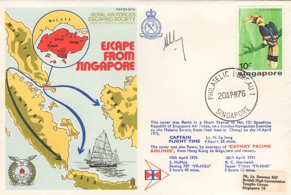 Escape From Singapore RAF Escaping Society Hand Signed 1976 FDC