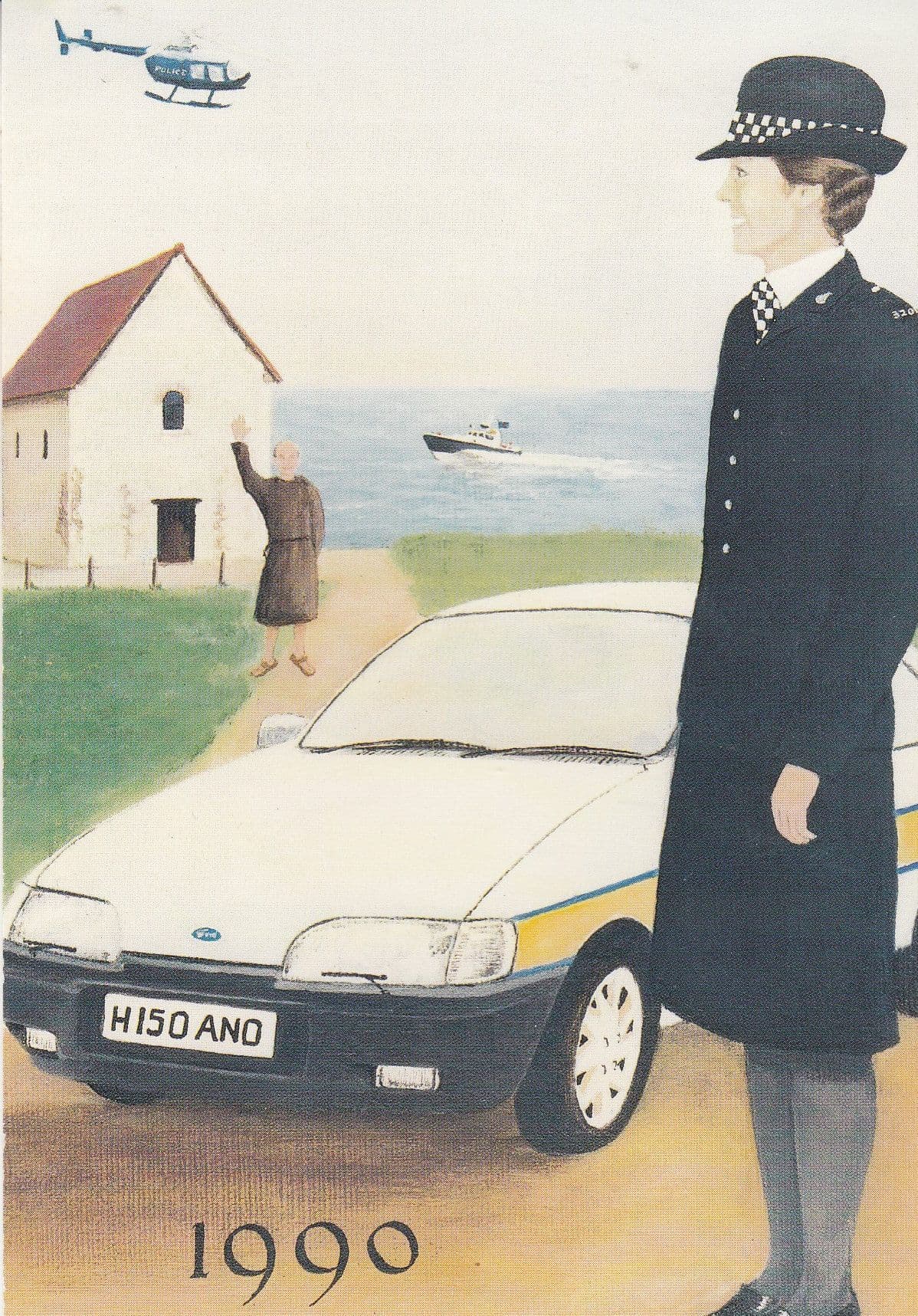 Essex Police Chelmsford 1990 Missing Car Number Plate Policewoman Bradwell On Sea Postcard
