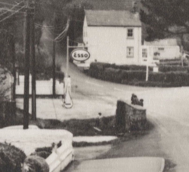 Esso Garage Petrol Station Perranwell Village Cornwall Old Postcard