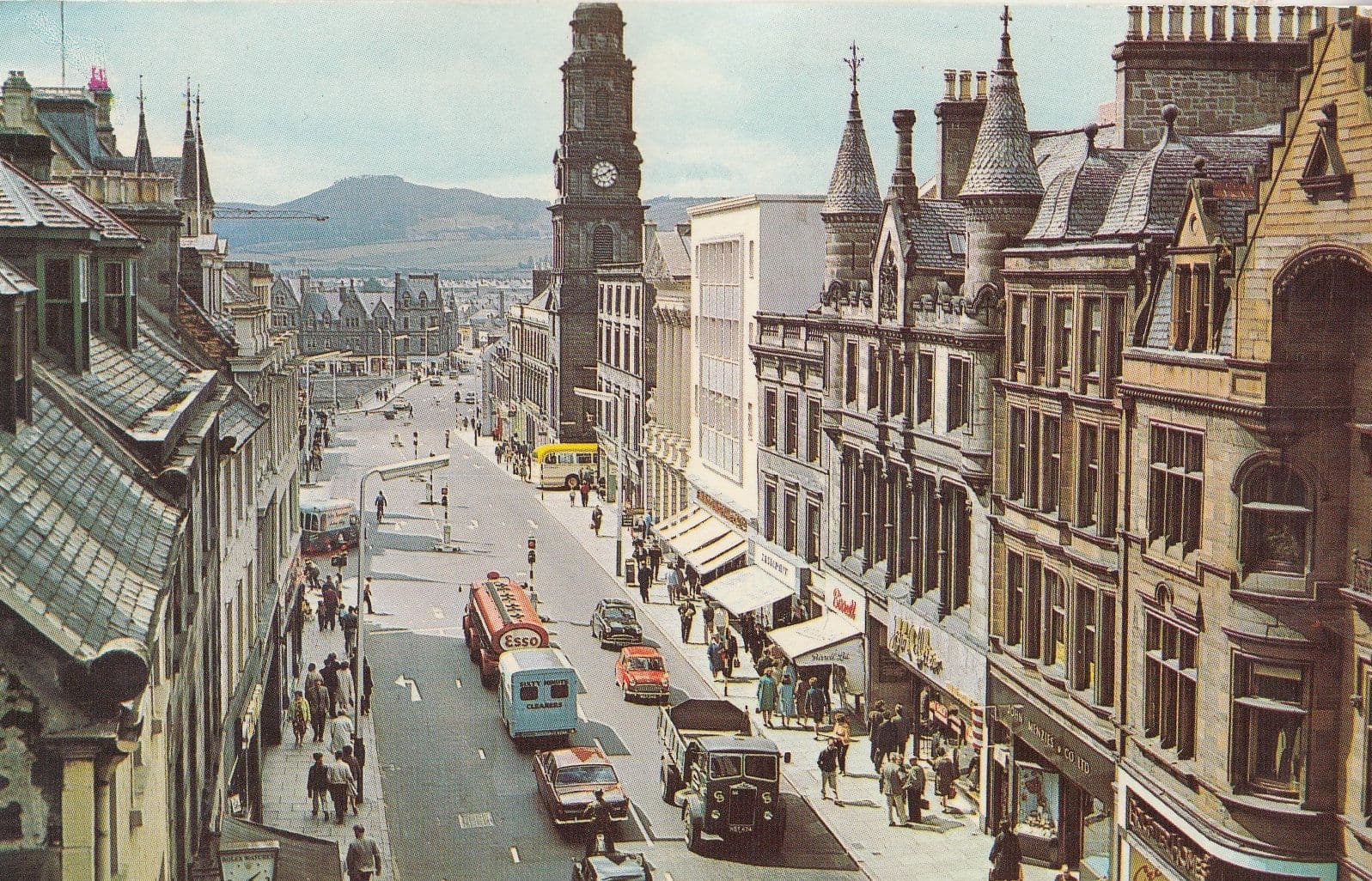 Esso Petrol Lorry at Inverness High Street 1970s Postcard