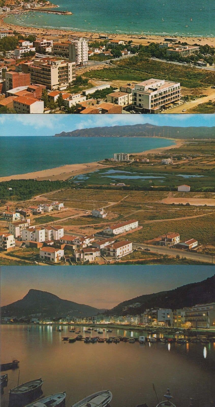 Estartit Costa Brava 3x Aerial Night Illuminations Panoramic Spanish Postcard s