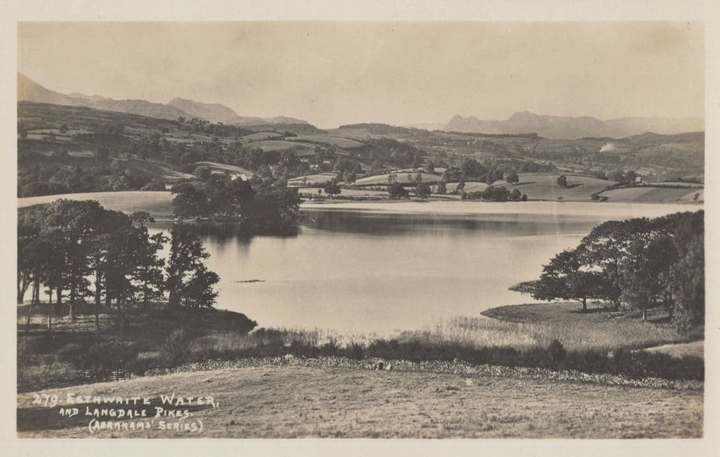 Esthwaite Water Langdale Pikes Antique Cumbria Postcard