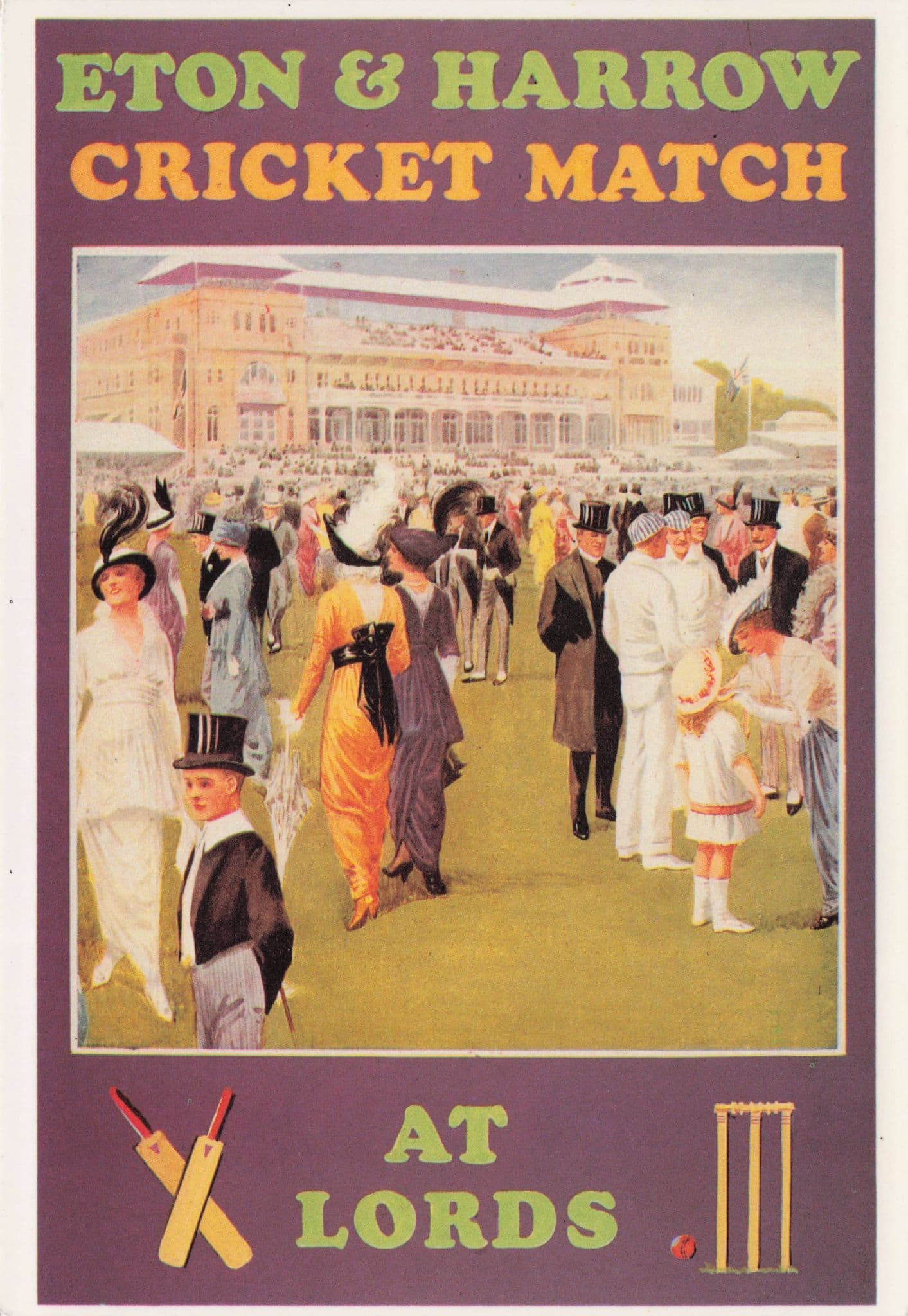 Eton & Harrow Cricket Match At Lords Advertising Poster Postcard