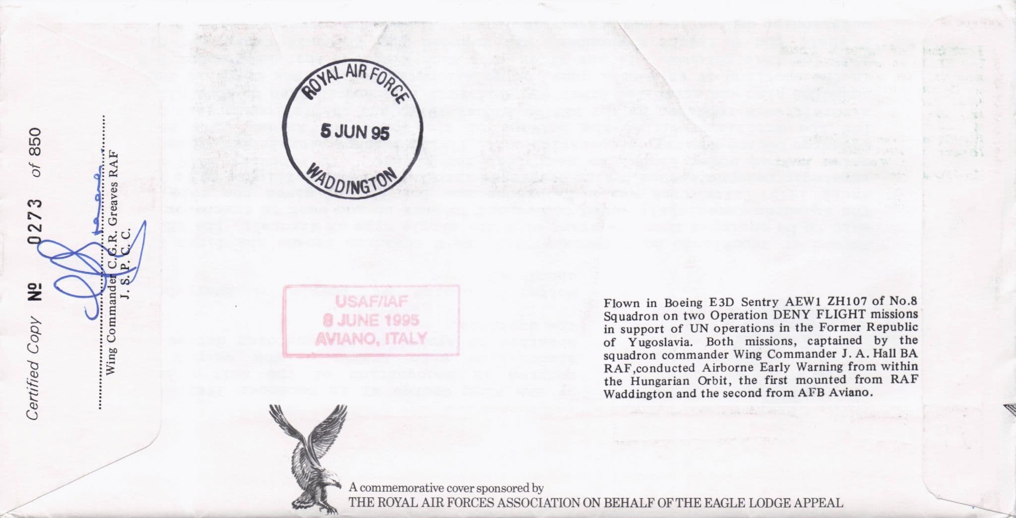 Europa Peace & Freedom Military Squadrons Of The Royal Air Force Hand Signed FDC