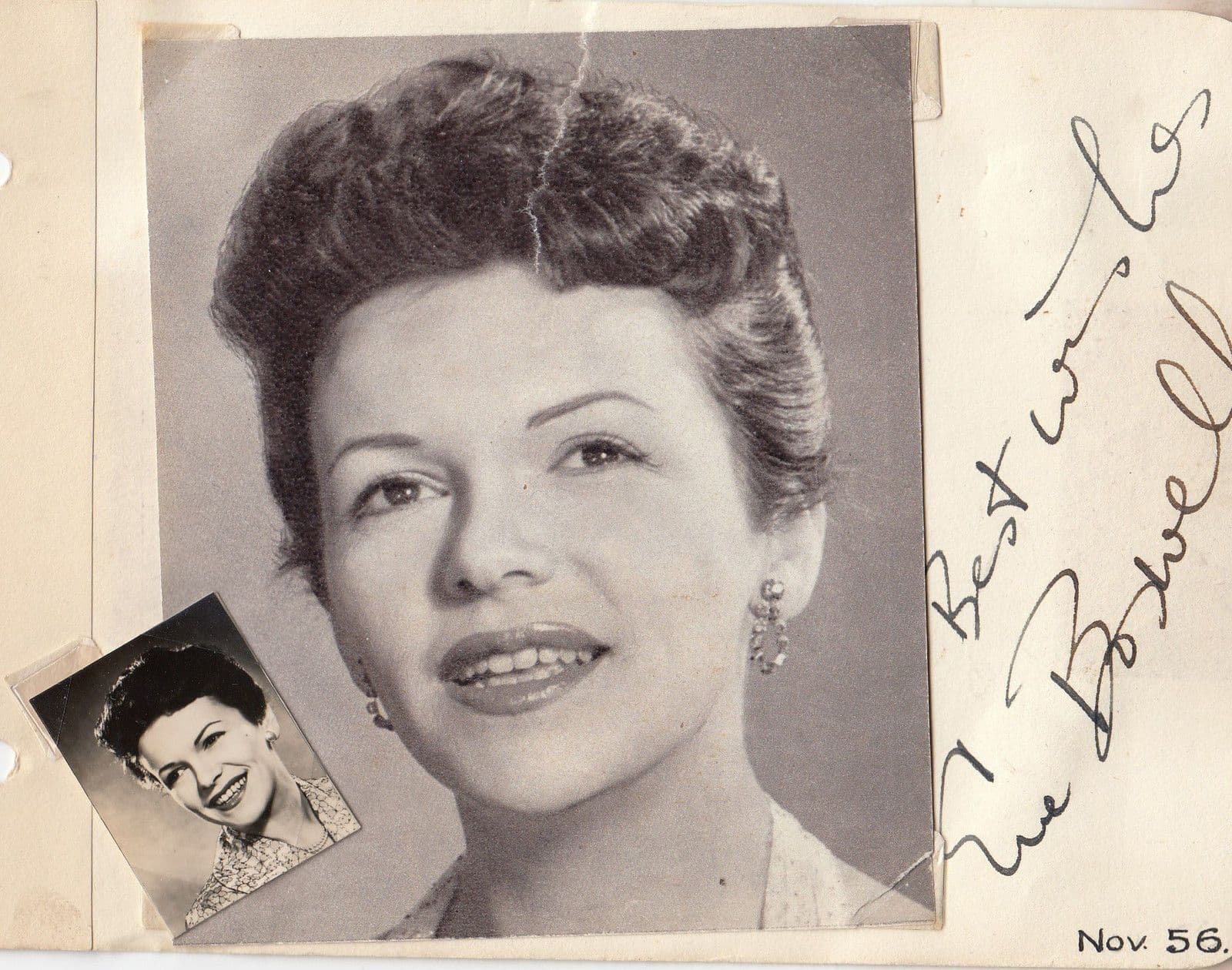 Eve Boswell Hand Signed Photo Autograph on Ephemera