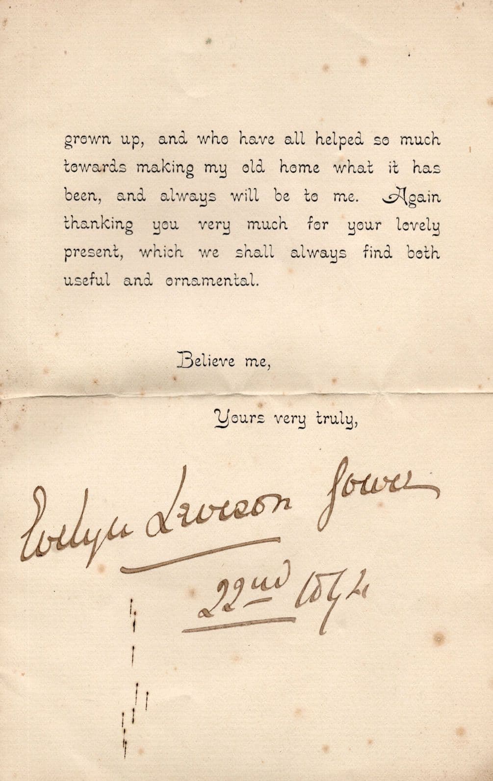 Evelyn Leveson Gower Countess Limpsfield Surrey Victorian Hand Signed Letter