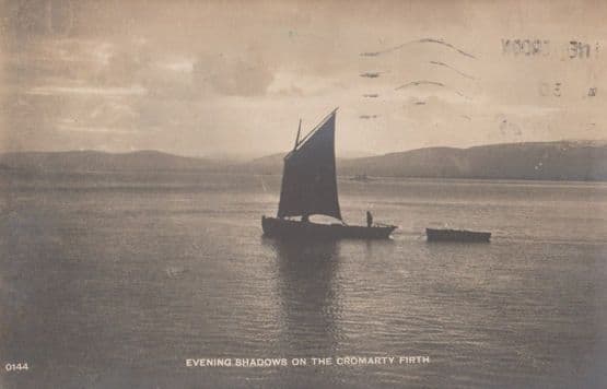 Evening On The Cromarty Firth Sailing Boat Sunset Antique Scotland Postcard
