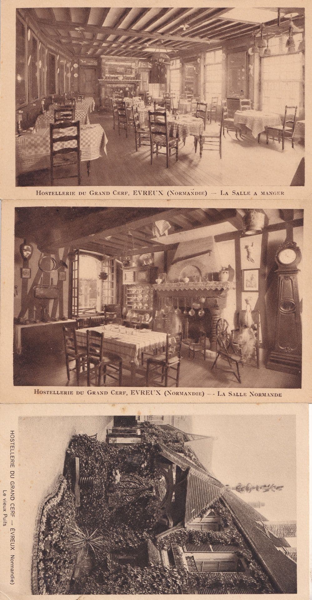 Evreux Hostellerie Du Grand Cerf La Salle Normande 3x WW2 Postcard s