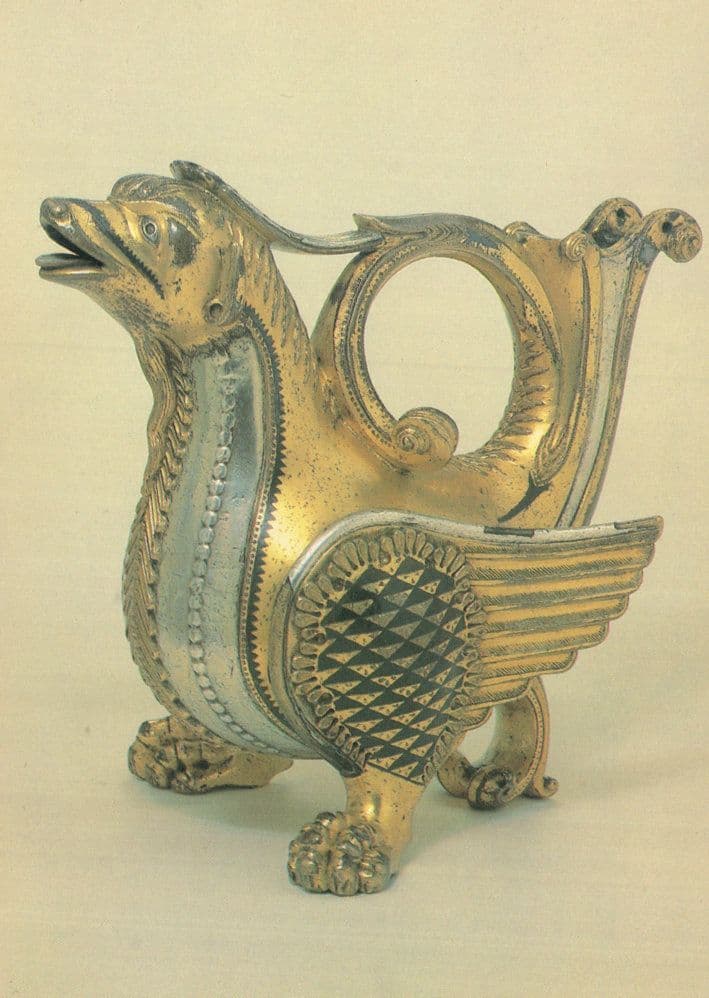 Ewer Aquamile German Gilt Bronze Inlaid Niello Silver Meuse Ornament Postcard