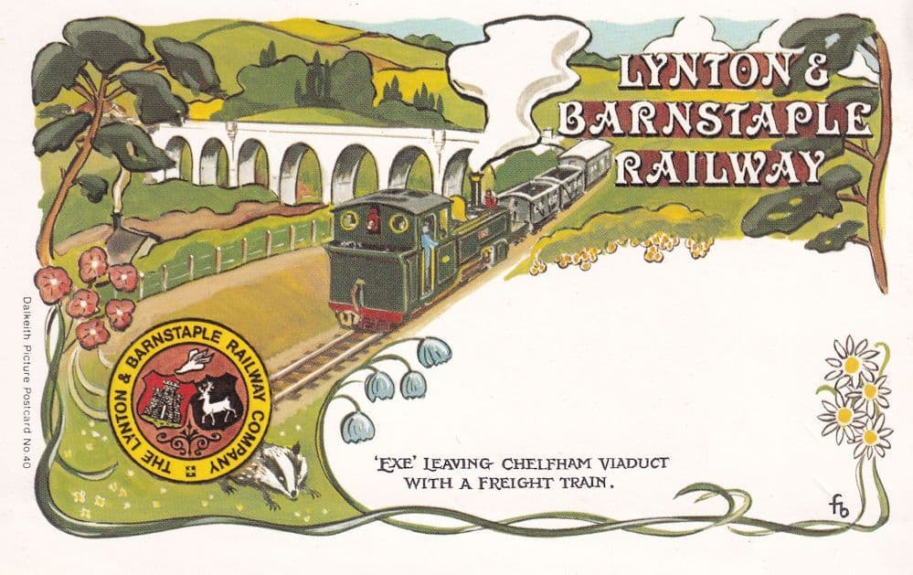 Exe Train at Chelfham Viaduct Freight Lynton & Barstaple Railway Postcard